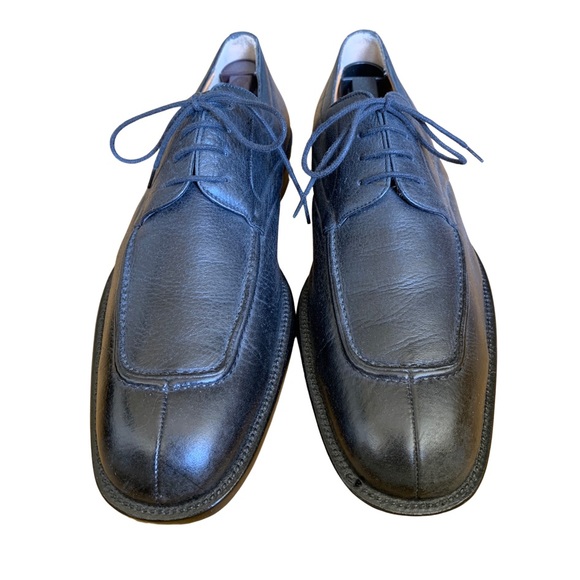 Mezlan Black Pebbled Leather Derby Shoes - Picture 3 of 6